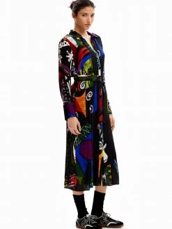 Desigual By C. Lacroix Midi Shirt Dress "Dream-Lacroix" 10 Desigual By C. Lacroix Midi Shirt Dress "Dream-Lacroix" -Fashion Clothing Line Store 24SWVW72 2000 Desigua M. Christian Lacroix midi shirt dress