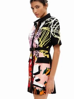 Desigual By C. Lacroix Short Shirt Dress "Almeria Lacroix" 10 Desigual By C. Lacroix Short Shirt Dress "Almeria Lacroix" -Fashion Clothing Line Store 24SWVW73 2000 Desigual M. Christian Lacroix short orchid shirt dress side