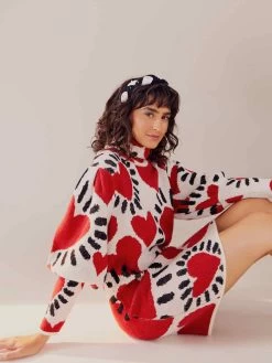 Farm Rio "White Hearts Sweater Dress" (301300) 9 Farm Rio "White Hearts Sweater Dress" (301300) -Fashion Clothing Line Store 301300 03