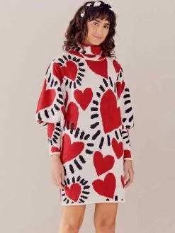 Farm Rio "White Hearts Sweater Dress" (301300) 10 Farm Rio "White Hearts Sweater Dress" (301300) -Fashion Clothing Line Store 301300 04