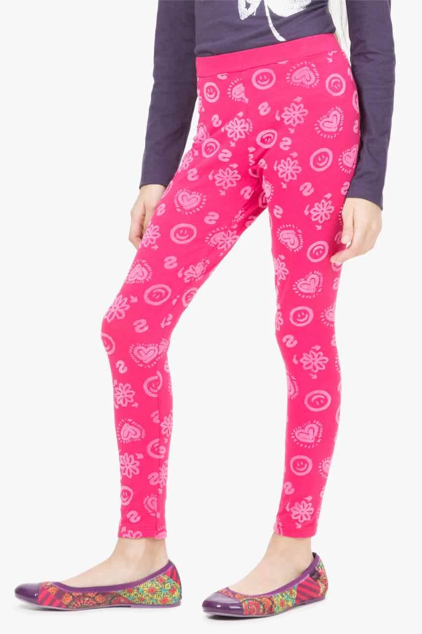 Desigual Girls Leggings "Cross" Fuschia Rose 3 Desigual Girls Leggings "Cross" Fuschia Rose