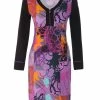 Dolcezza Dress "Digital Geometry Mauve" (72624) -Fashion Clothing Line Store 72624 front