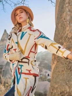 Dolcezza Sherpa Long Coat "Alphabet" (73880) 14 Dolcezza Sherpa Long Coat "Alphabet" (73880) -Fashion Clothing Line Store 73880 Fall23 2jpg