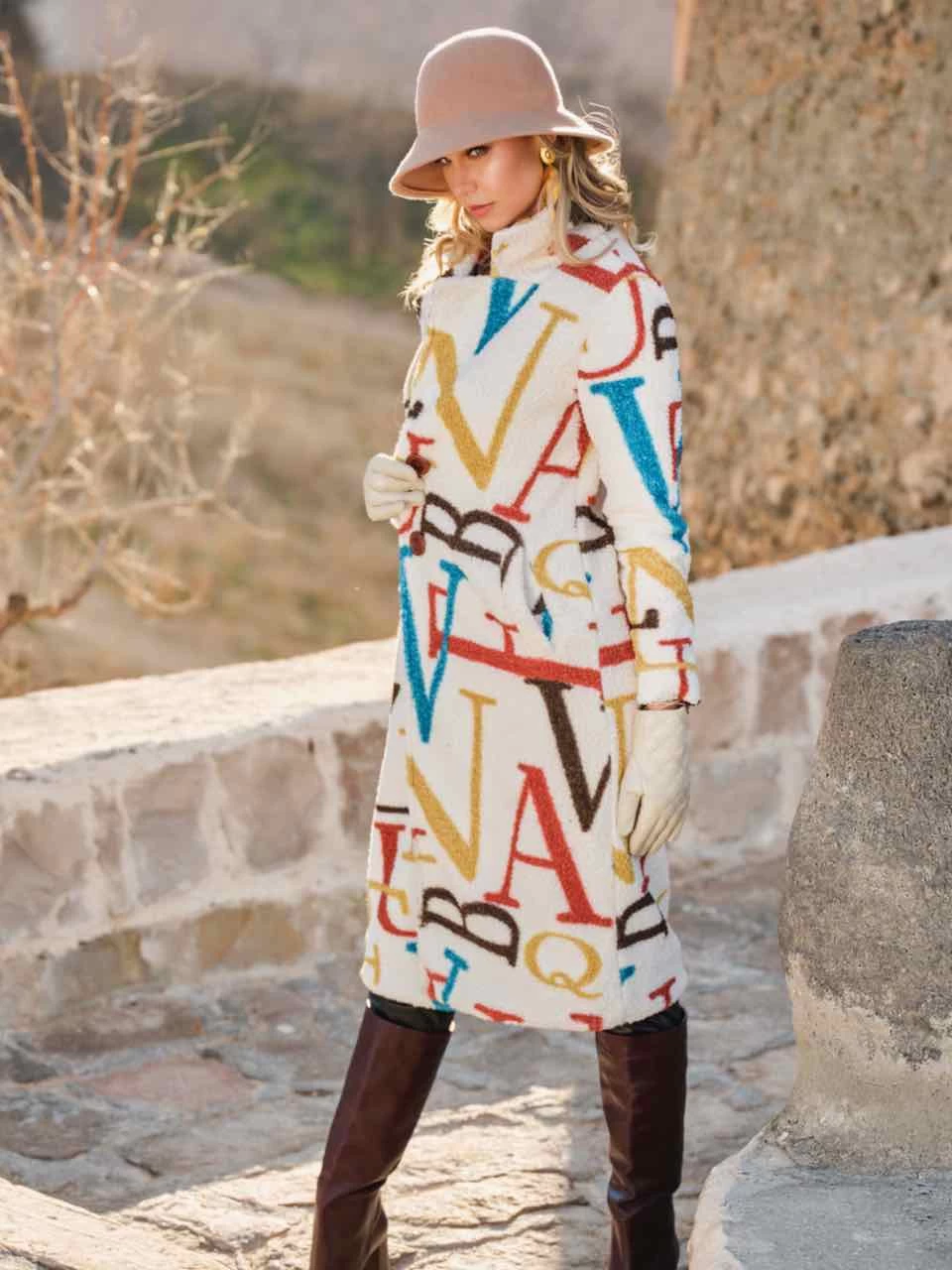 Dolcezza Sherpa Long Coat "Alphabet" (73880) 3 Dolcezza Sherpa Long Coat "Alphabet" (73880)