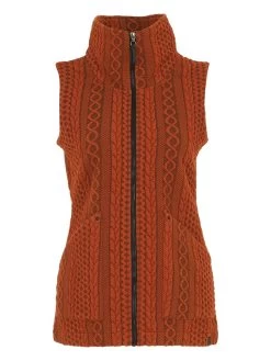 Dolcezza Vest "Colorful Sporty Chic" (74201) - 2 Colours 12 Dolcezza Vest "Colorful Sporty Chic" (74201) - 2 Colours -Fashion Clothing Line Store 74201 rust front Dolcezza Colorful Sporty Chic Knit Vest