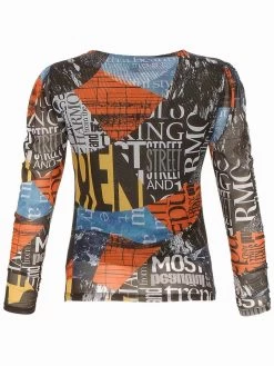 Dolcezza Top "Newspaper" (74663) 9 Dolcezza Top "Newspaper" (74663) -Fashion Clothing Line Store 74663 Dolcezza Art Rourched Top Newspaper Collection