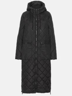 Ilse Jacobsen Padded Coat Aerial01 (Black) 8 Ilse Jacobsen Padded Coat Aerial01 (Black) -Fashion Clothing Line Store AERIAL01 Ilse Jacobsen Long Padded Fall Winter Coat with Hood Black
