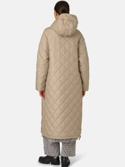 Ilse Jacobsen Padded Coat Aerial01 (Cobblestone) 8 Ilse Jacobsen Padded Coat Aerial01 (Cobblestone) -Fashion Clothing Line Store AERIAL01 Ilse Jacobsen Long Padded Quilted Winter Coat in Cobblestone Latter