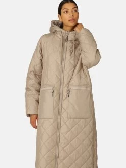 Ilse Jacobsen Padded Coat Aerial01 (Cobblestone) 7 Ilse Jacobsen Padded Coat Aerial01 (Cobblestone) -Fashion Clothing Line Store AERIAL01 Ilse Jacobsen Long Padded Winter Coat in Cobblestone Latter