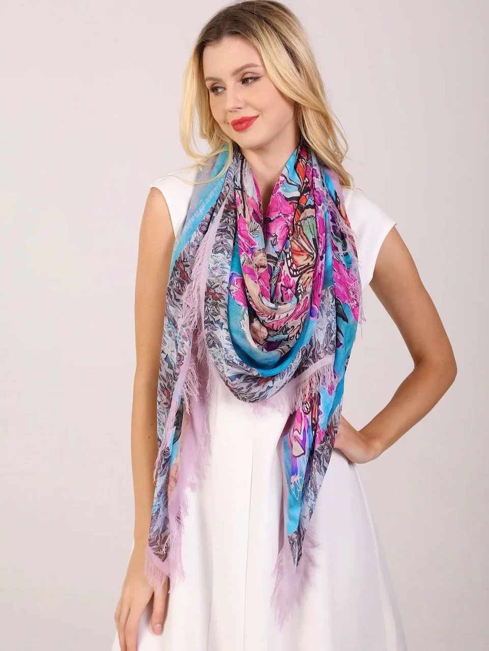 Love's Pure Light Silk Shawl "Emerge Forth Butterfly Army" (D-407) 3 Love's Pure Light Silk Shawl "Emerge Forth Butterfly Army" (D-407)