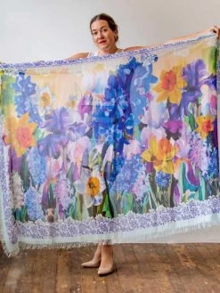 Love's Pure Light Silk - Modal Shawl "Hyacinth" (D-427) 7 Love's Pure Light Silk - Modal Shawl "Hyacinth" (D-427) -Fashion Clothing Line Store D 427 Hyacint Love Pure Light Large SILK Shawl