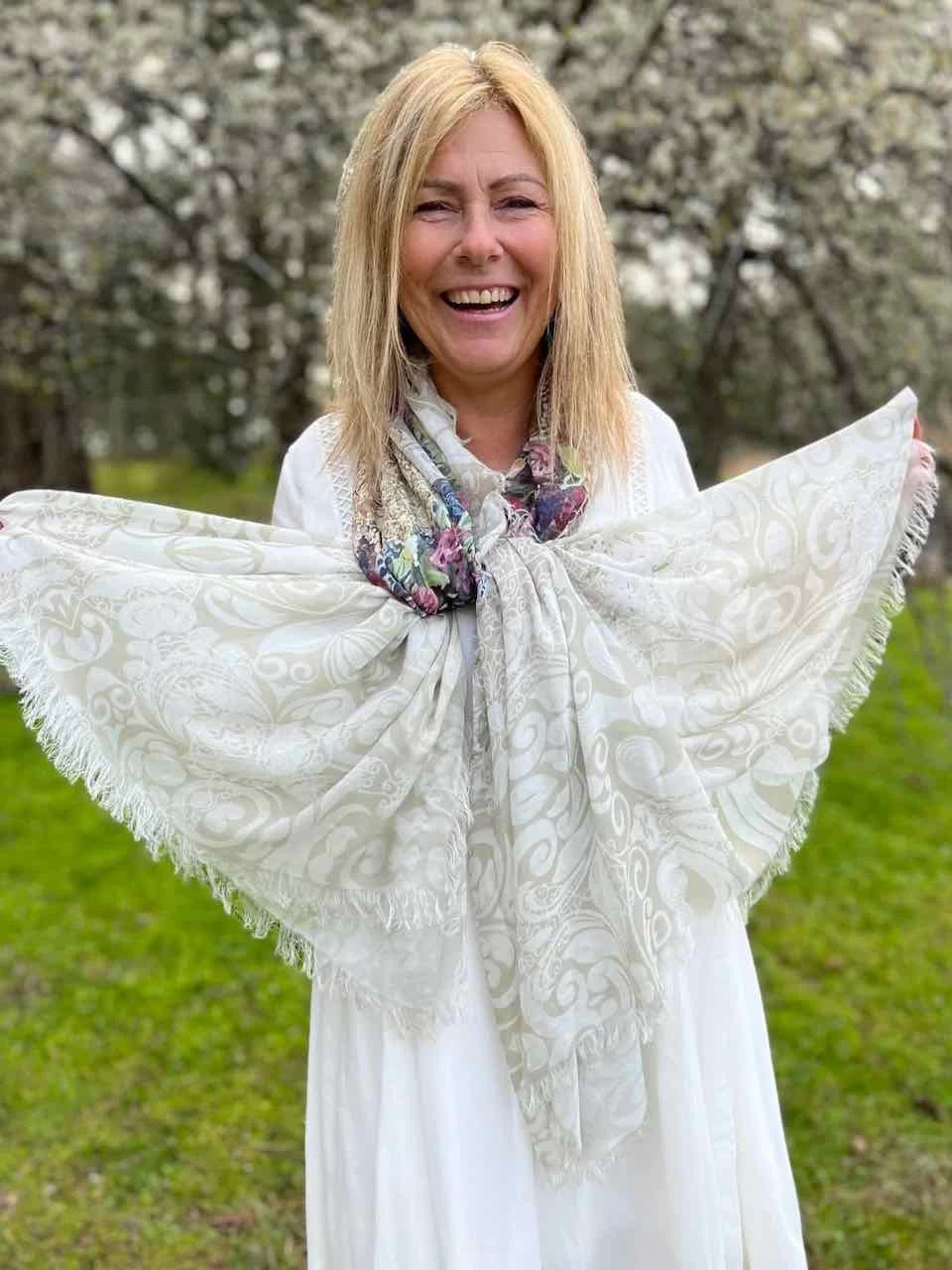 Love's Pure Light Silk Shawl "The Radiant Bride" (D-444) 5 Love's Pure Light Silk Shawl "The Radiant Bride" (D-444) - Image 3