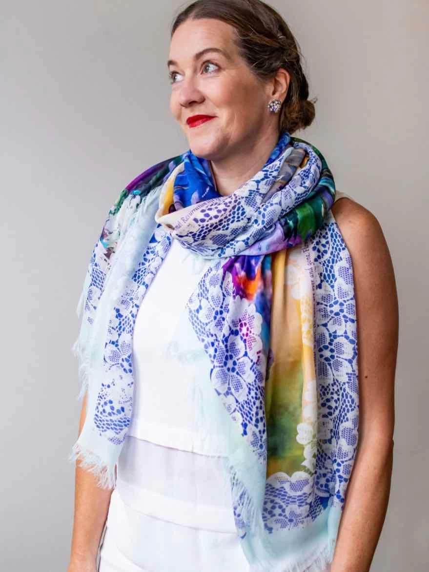 Love's Pure Light Silk - Modal Shawl "Hyacinth" (D-427) 3 Love's Pure Light Silk - Modal Shawl "Hyacinth" (D-427)