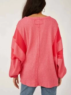 Free People "Callisto Henley" (2 Colours) 11 Free People "Callisto Henley" (2 Colours) -Fashion Clothing Line Store Free People Callisto Henley Hot Berry Red Pink