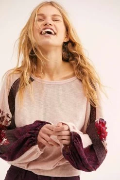 Free People "Casual Clash Top" (Rose) -Fashion Clothing Line Store Free People Casual Clash Top Rose 3