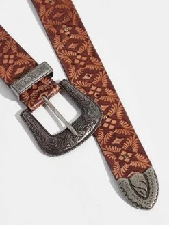 Free People "Outlaw Embossed Leather Belt" (2 Colours) 11 Free People "Outlaw Embossed Leather Belt" (2 Colours) -Fashion Clothing Line Store Free People Outlaw Embossed Leather Belt Cognac Brown