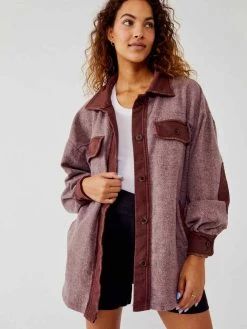 Free People "Ruby Jacket" (Date Night) -Fashion Clothing Line Store Free People Ruby Jacket Deep Blown Burgundy Date Night front