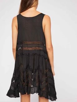 Free People "Voile And Lace Trapeze Slip" (2 Colours) 8 Free People "Voile And Lace Trapeze Slip" (2 Colours) -Fashion Clothing Line Store Free People Voile and Lace Trapeze Slip Black back