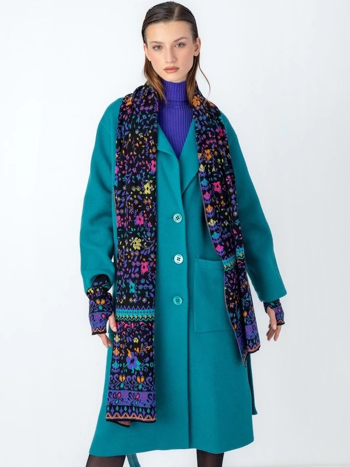 IVKO Wool Knitted Scarf Floral Pattern 232580 5 IVKO Wool Knitted Scarf Floral Pattern 232580 - Image 3