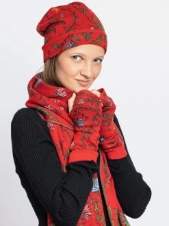 IVKO Wool Wrist Warmers Floral Pattern 222584 (2 Colours) 9 IVKO Wool Wrist Warmers Floral Pattern 222584 (2 Colours) -Fashion Clothing Line Store IVKO wrist warmers 222584 and cap 222583 red