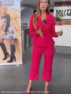 Dolcezza Jacket Blazer 24202 (Fuchsia) 10 Dolcezza Jacket Blazer 24202 (Fuchsia) -Fashion Clothing Line Store Jacket Capri Fuchsia Outfit Dolcezza SS24