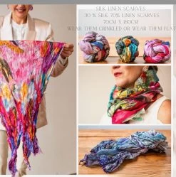 Love's Pure Light Silk - Linen Scarf "Proverbs" (D-406SL) 10 Love's Pure Light Silk - Linen Scarf "Proverbs" (D-406SL) -Fashion Clothing Line Store LPL Crinkled Small Scarves 1