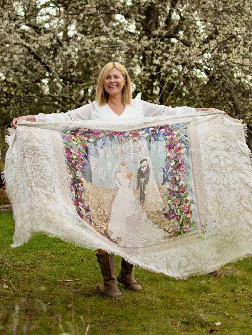 Love's Pure Light Silk Shawl "The Radiant Bride" (D-444) 6 Love's Pure Light Silk Shawl "The Radiant Bride" (D-444) - Image 4