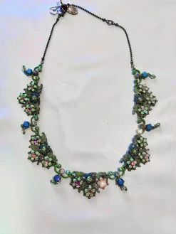 Michal Negrin Green/Blue Floral Necklace 9900