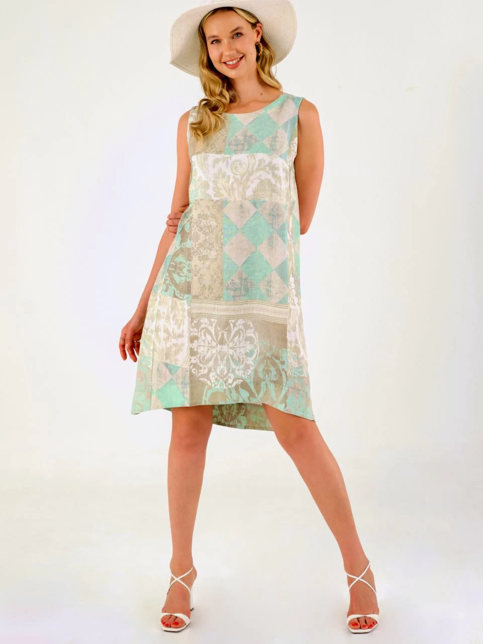 Dolcezza Linen Dress "Memories & Whispers Aqua" (23683) 4 Dolcezza Linen Dress "Memories & Whispers Aqua" (23683) - Image 2