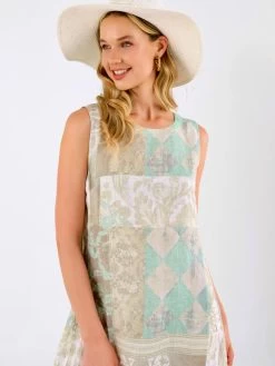 Dolcezza Linen Dress "Memories & Whispers Aqua" (23683) 11 Dolcezza Linen Dress "Memories & Whispers Aqua" (23683) -Fashion Clothing Line Store Mindy Sommers 23683 Dolcezza SP23 3