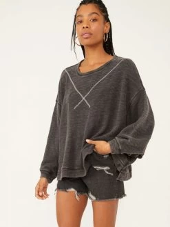 Free People "Come Again Tee" (2 Colours) 10 Free People "Come Again Tee" (2 Colours) -Fashion Clothing Line Store OB1309663 0010 Free people Come Again Tee Black Grey