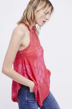 Free People "Printed Mandolin Tank" (red)
