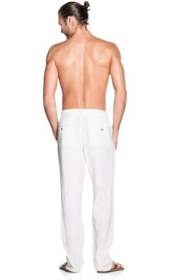 OndadeMar Linen Pants (PTH006/SELS) -Fashion Clothing Line Store PTH006 OAC 0000 BACK White