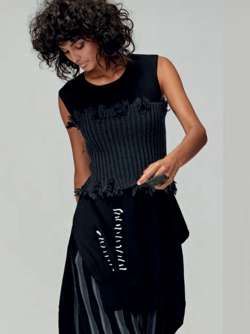 Banana Blue Merino Wool "Fray Collar" (210462) 6 Banana Blue Merino Wool "Fray Collar" (210462) - Image 4