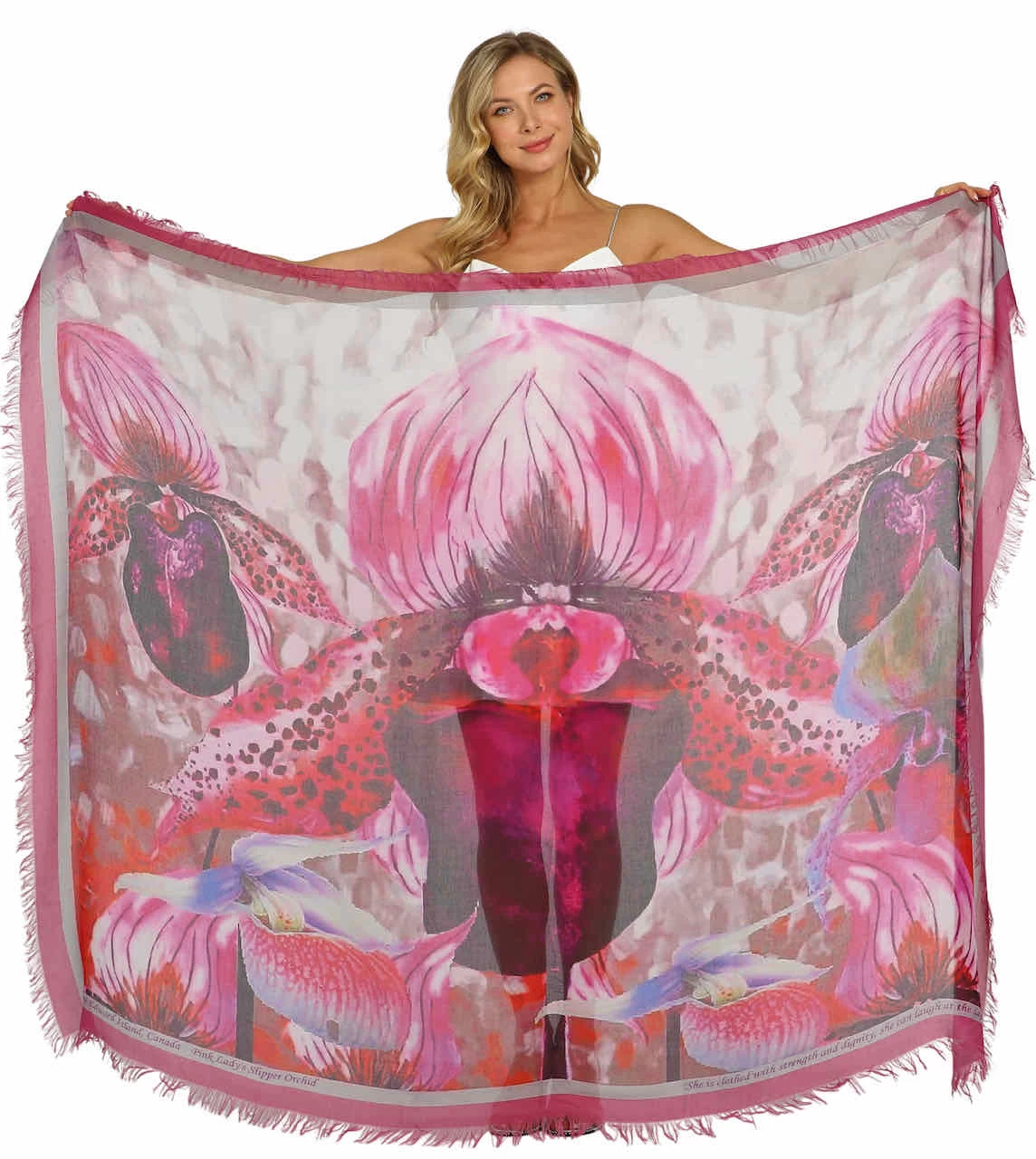 Love's Pure Light Silk Shawl "Slipper Orchid" (D-223) 5 Love's Pure Light Silk Shawl "Slipper Orchid" (D-223) - Image 3