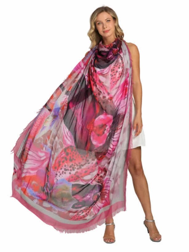 Love's Pure Light Silk Shawl "Slipper Orchid" (D-223) 3 Love's Pure Light Silk Shawl "Slipper Orchid" (D-223)