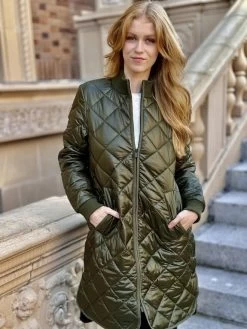 Ilse Jacobsen QUILTED COAT PEARL02 (Deep Olive) 8 Ilse Jacobsen QUILTED COAT PEARL02 (Deep Olive) -Fashion Clothing Line Store ilse jacobsen long quilt pearl02 deep olive
