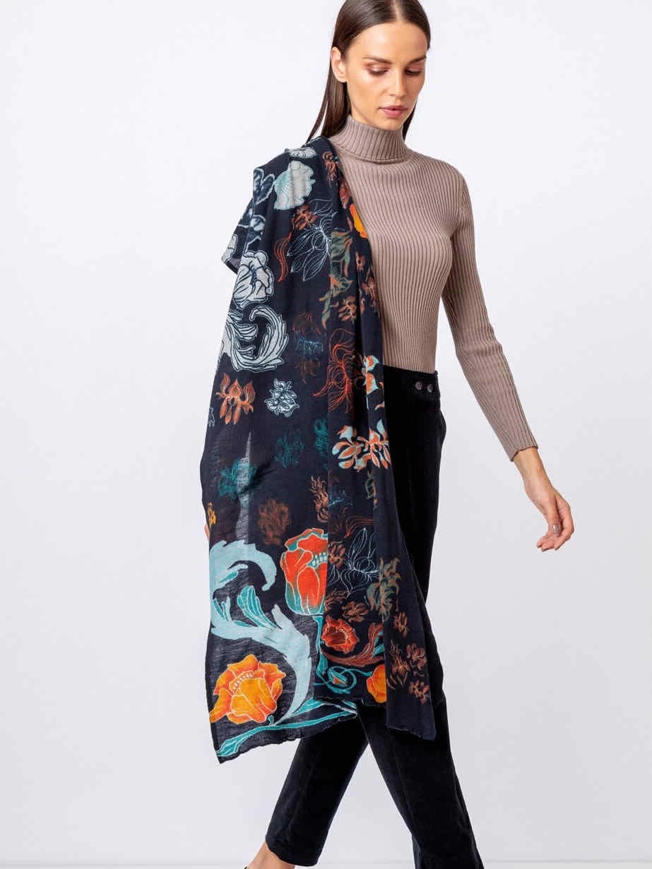 IVKO Wool Scarf Grasset Floral Pattern 212781 (2 Colours) 4 IVKO Wool Scarf Grasset Floral Pattern 212781 (2 Colours) - Image 2